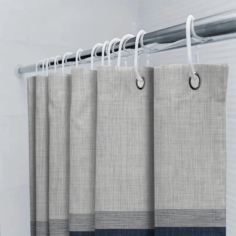 rideau douche moderne polyester blanc cassé gris foncé texture lin 180x180cm