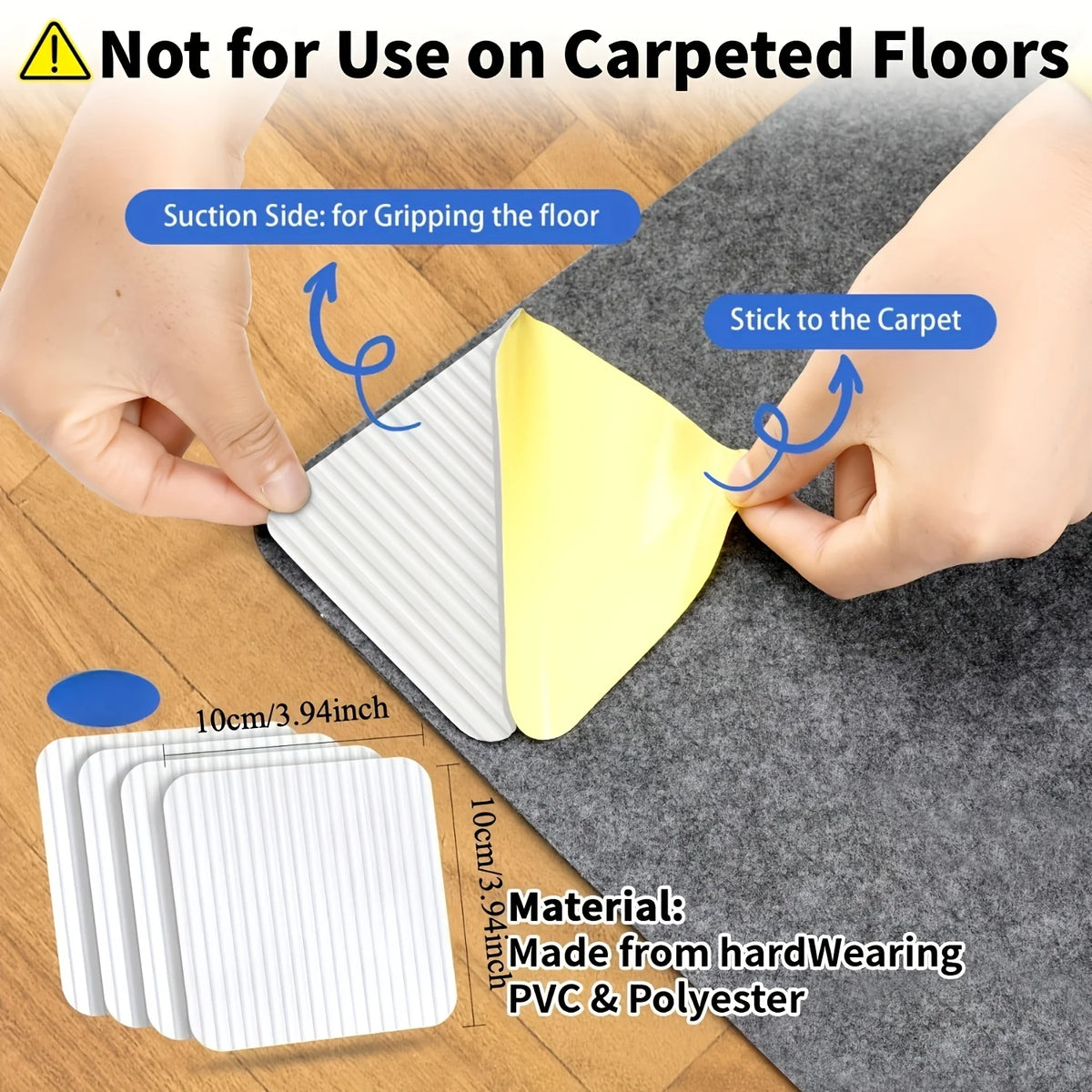 tapis antidérapant blanc noir rayures modernes adhésif réutilisable sans résidu 10 pièces 10cm 10cm