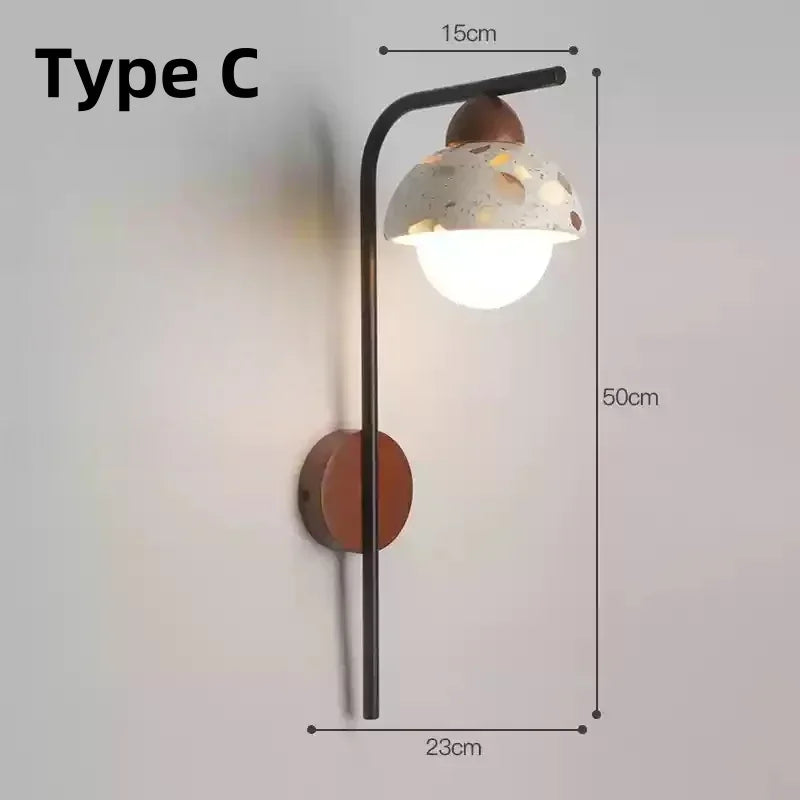 lampe murale moderne ampoule led noir marron beige blanc texture granulaire minimaliste fixée mur