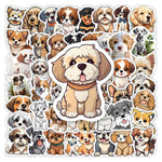 stickers animaux compagnie chien dessin animé expression variée adhésif usage unique multiple couleurs transparents