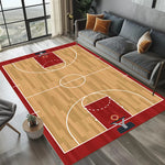 tapis moderne basket ball rouge blanc vert noir polypropylène polyester adhésif salon chambre salle