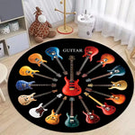tapis rond guitares multicolores moderne salon chambre décoration extérieur salle bain noir