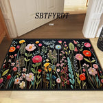 tapis fleurs relief multicolore moderne résistant décoration extérieur salon porte