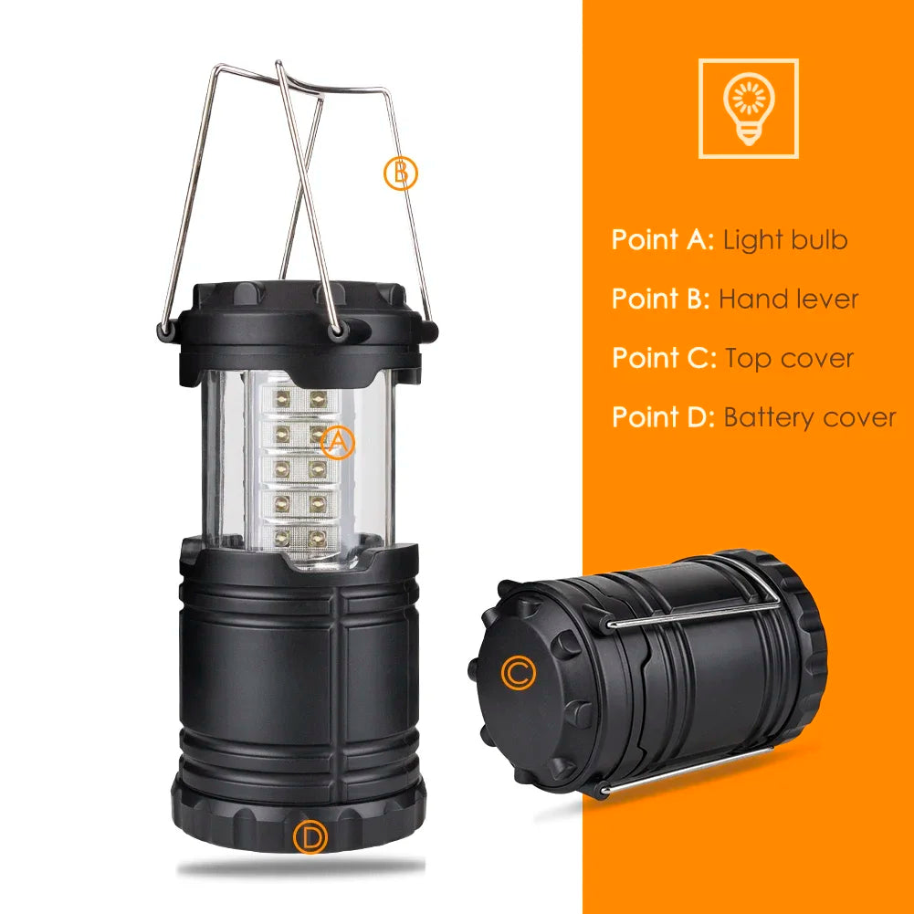 lanterne portable camping moderne transparente led noir gris compact anneau métallique rechargeable