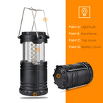 lanterne portable camping moderne transparente led noir gris compact anneau métallique rechargeable