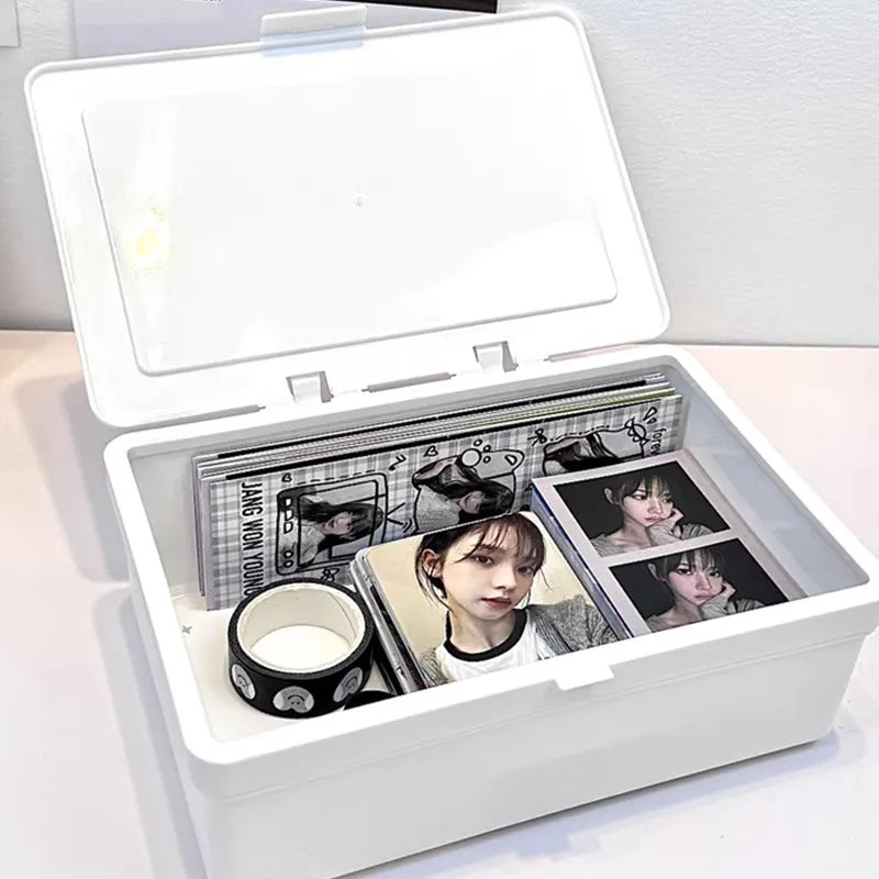 boîtes rangement blanc transparentes modernes anti poussière empilables respectueux environnement couvercle clip photocopies cartes