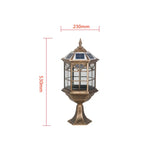 lanterne solaire dorée verre translucide motifs géométriques vintage éclairage extérieur jardin classique