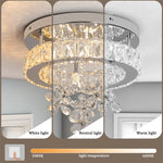 lampe moderne cristal transparent argenté télécommande suspension décoration intérieure led