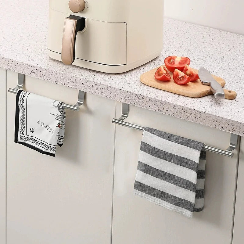 support serviettes acier inoxydable moderne rayures horizontales clips salle bains cuisine