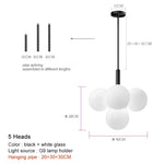 lampe suspendue boules transparentes moderne blanc doré câble annneau centralflux lumineux 60 249 tension