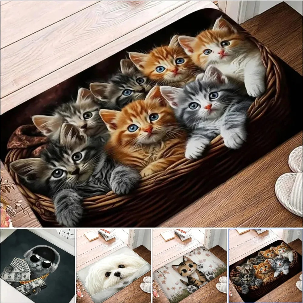 tapis sol antidérapant moderne multicolore chatons fleurs coeurs 30x50cm 40x60cm chambre salon
