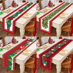 table noël rouge blanche verte noël oiseaux flocons poinsettias sapins festive