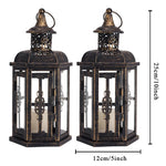 lanterne vintage métal fer ornements floraux transparent noire décoration intérieure mariage bougie inclusion anneaux