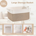 panier rangement tissé polyester pliable beige blanc rayures horizontales moderne rustique