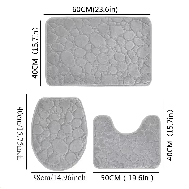 tapis bain gris texture cailloux moderne antidérapant absorbant salle bain