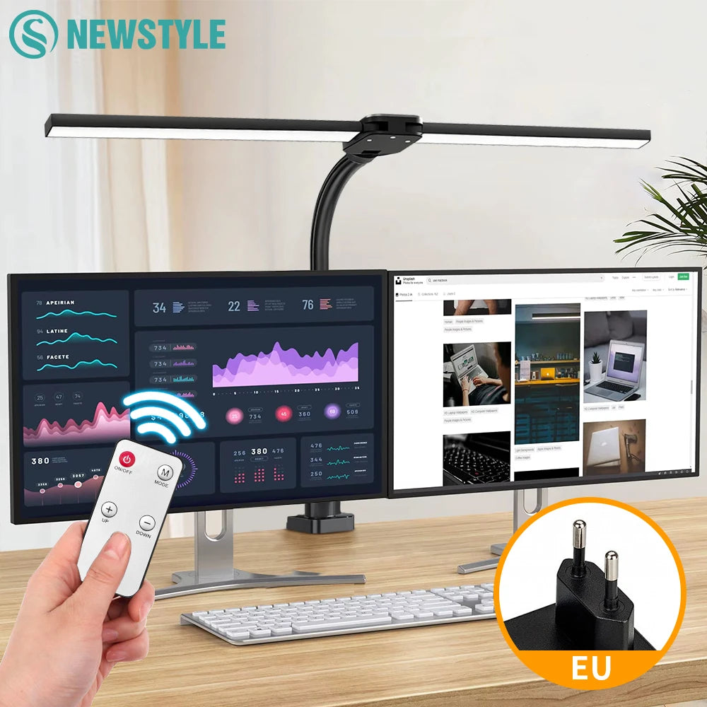 lampe moderne led ultra lumineuse noir double tête télécommande réglages couleur 10 niveaux