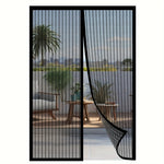rideau moustiquaire porte aimantée tissu maille transparent moderne noir blanc