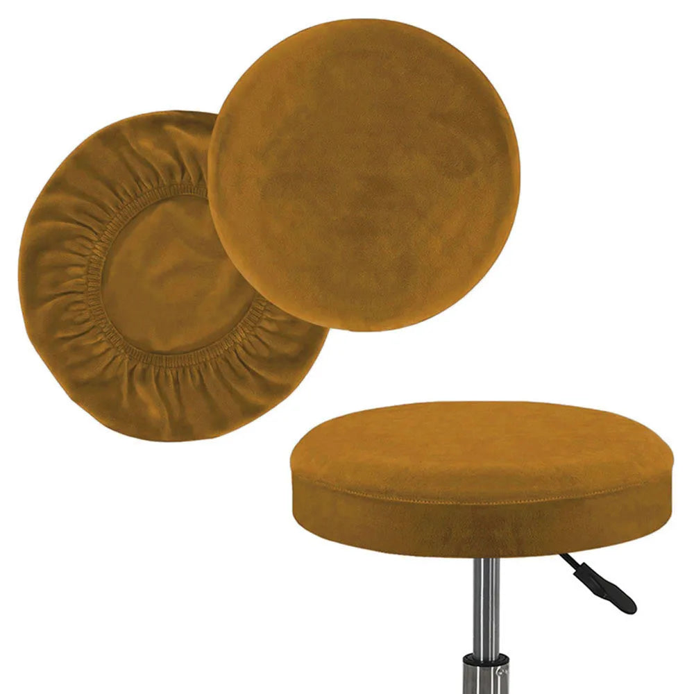 housse coussin tabouret rond velours beige moderne fixation protection siège fauteuil salon
