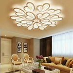 plafonnier moderne blanc gris feuilles stylisées éclairage quotidien chambre salon télécommande led adjustable