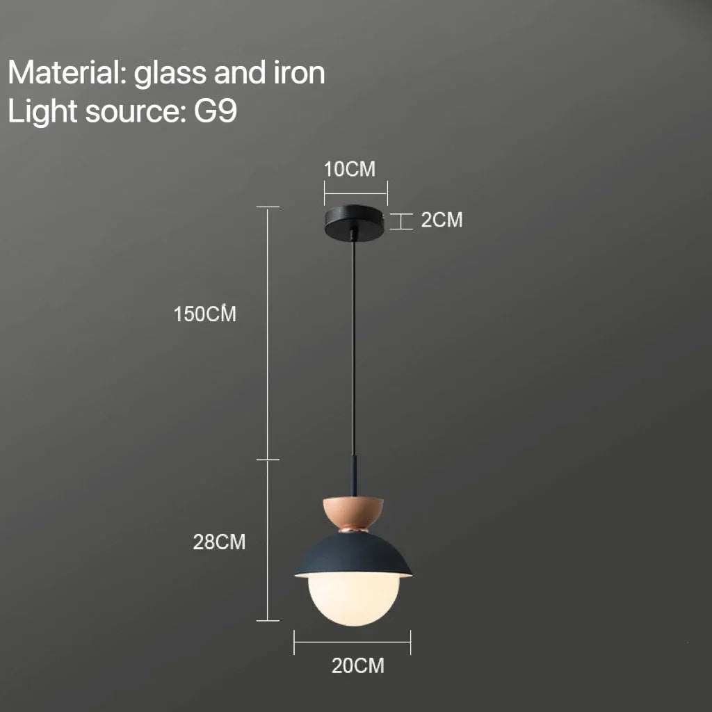 suspension lumineuse moderne pendentif câble bleu rose gris sphérique mat