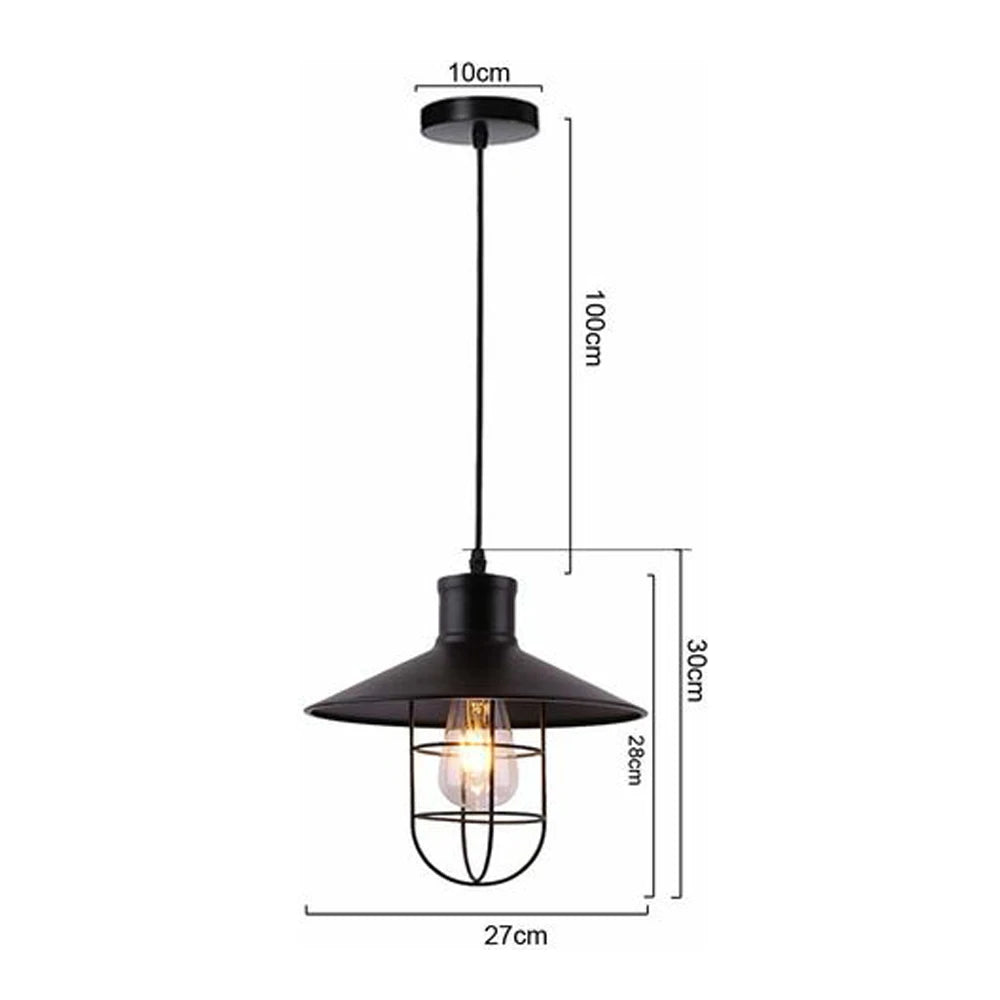 suspension industrielle vintage métal noir ampoule e27 salon chambre hallhôtel led echangée