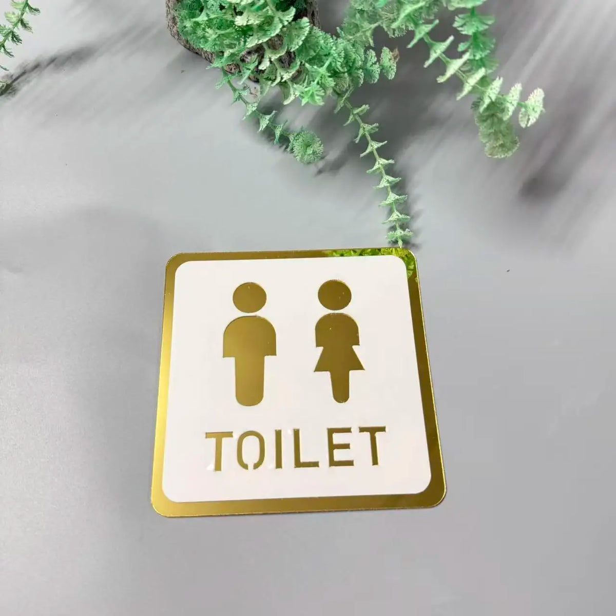 autocollant miroir toilette homme femme sticker wc blanc doré 12cm 12cm classique adhésif mural
