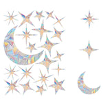 sticker decoratif multicolore geometrique moderne adhesif coeurs papillons champignons feuilles lune echangable fenetre maison