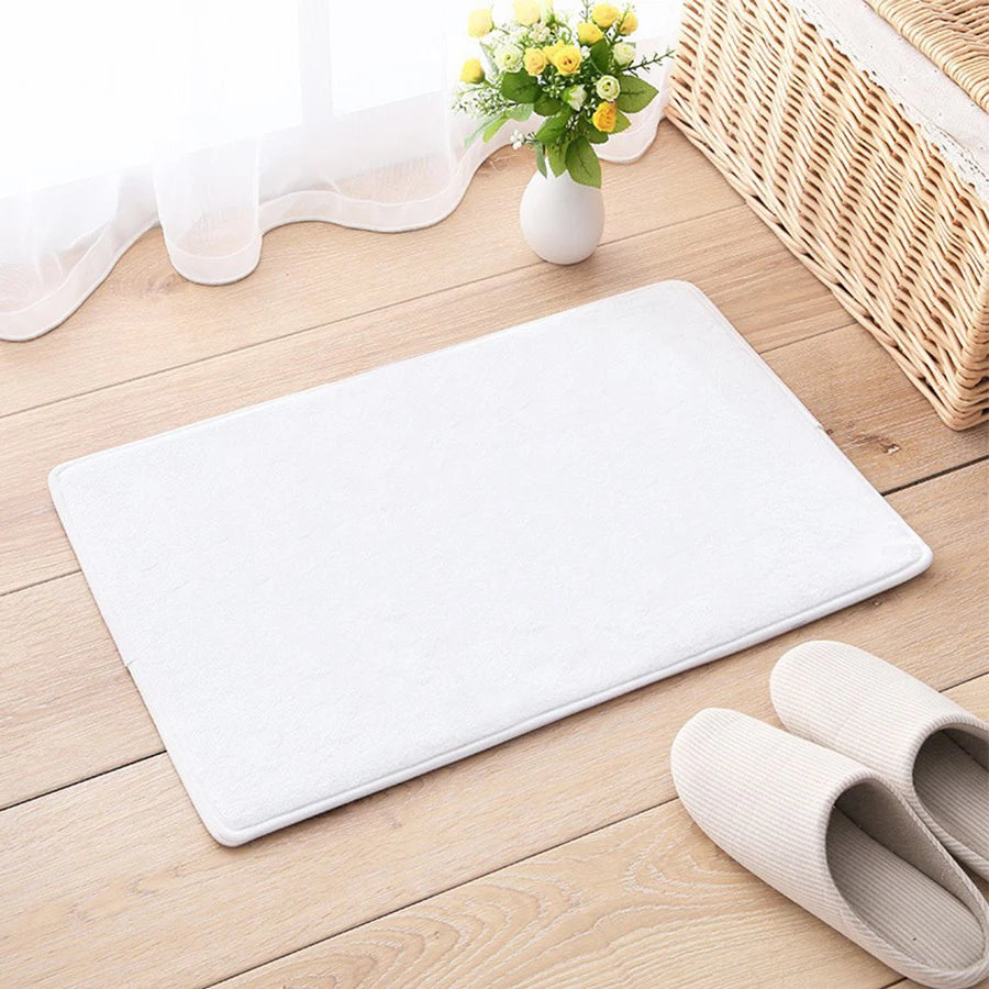 tapis personnalisable blanc moderne antidérapant 40x60cm sol porte bain couloir polyester mousse pe