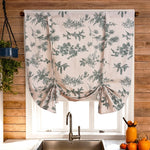 rideau imprimé végétal branches feuilles beige clair vert classique rustique fixations bois