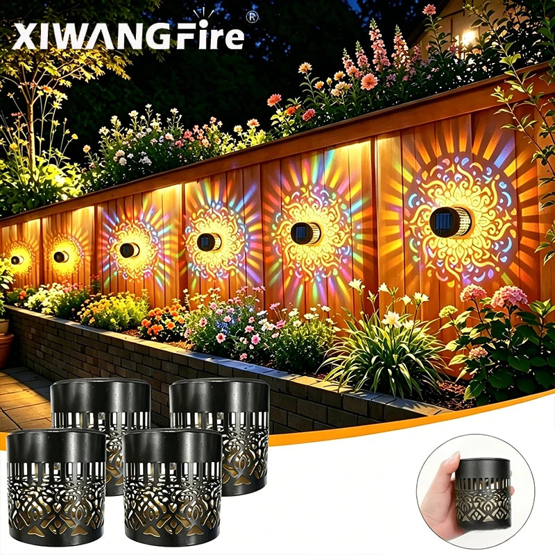 lampe solaire décorative moderne ornements floraux noir auto extérieure mandala pattern led ip65