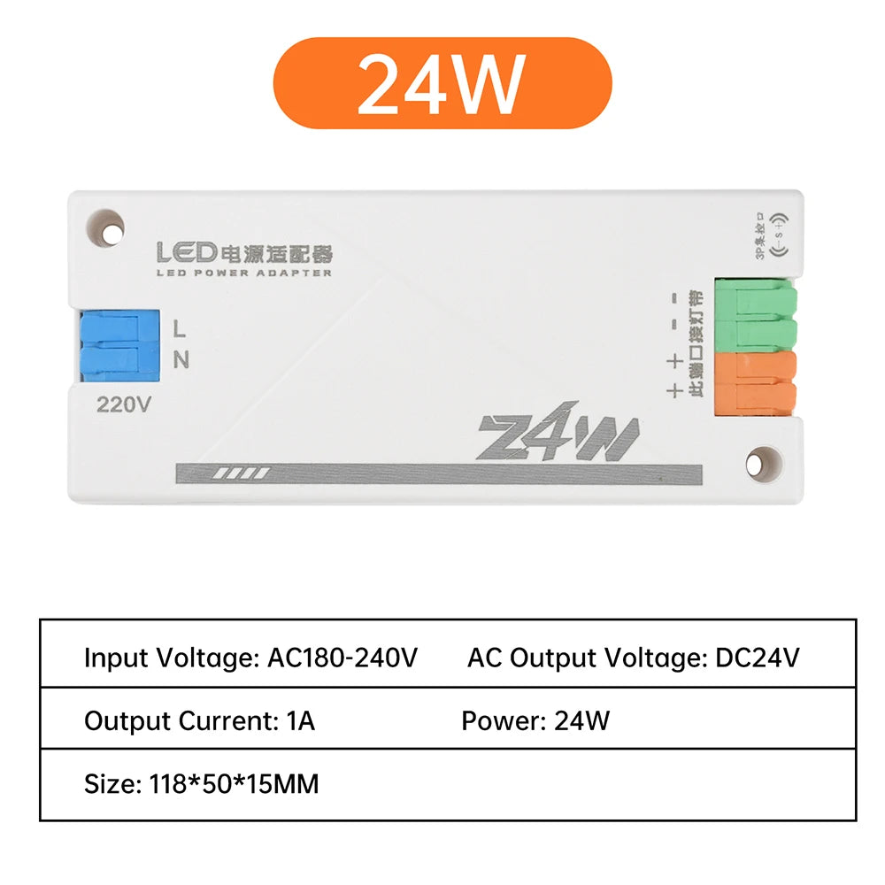 alimentation électrique led 24v 24w 36w 60w 100w blanc transformateur d'éclairage fixe connecteur bleu