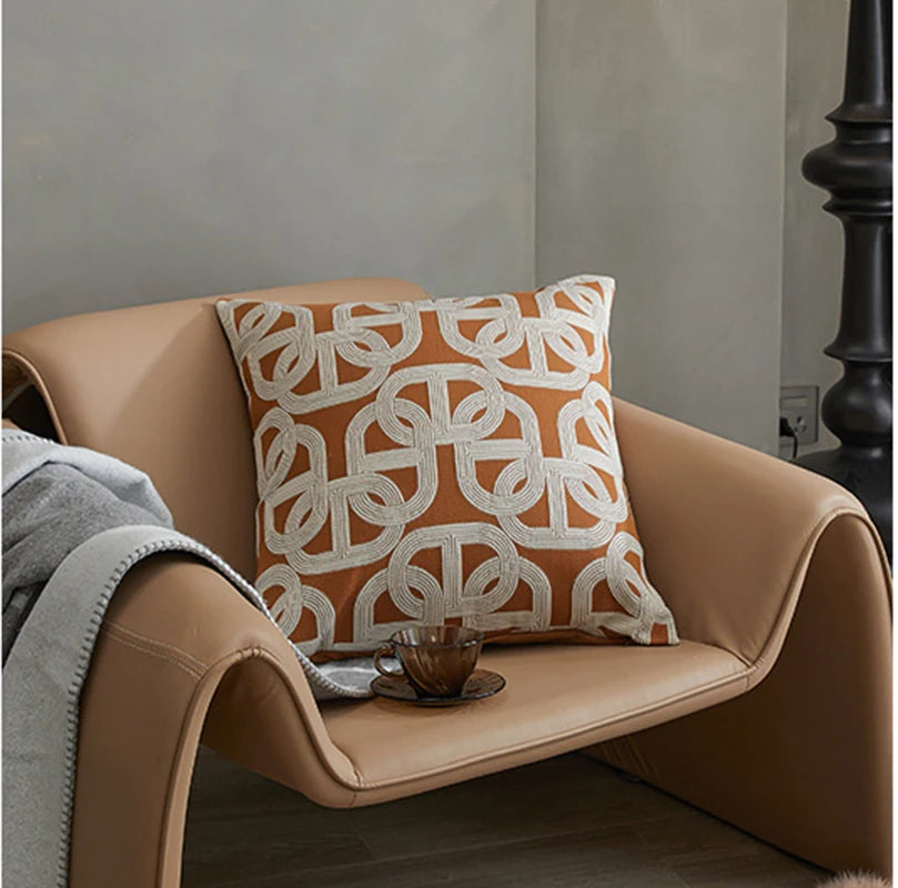 coussins décoratifs géométriques orange blanc modernes maison voiture 50x50cm 45x45cm 30x50cm