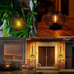 lampe solaire jardin led métal noir doré vintage rustique maille crochets