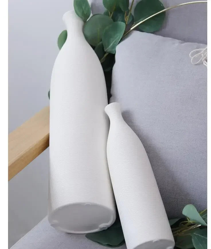 vases céramique modernes blanc noir orange texture tissée opaques salon