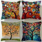 housse coussin multicolore arbre abstrait moderne polyester 45x45cm zip invisible facile laver canapé lit