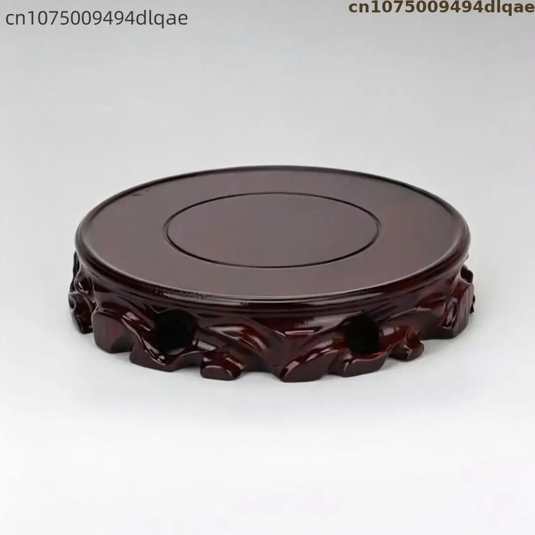 support bois marron sculpté motifs floraux artisanal objets decoratifs standalone deco marron floral