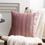 housses coussin polyester rayures verticales nordique moderne pliées décoration intérieure carreaux blanc orange rose