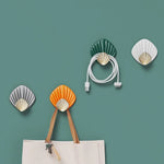 porte serviettes adhésifs coquillage moderne blanc gris orange vert salle bains cuisine
