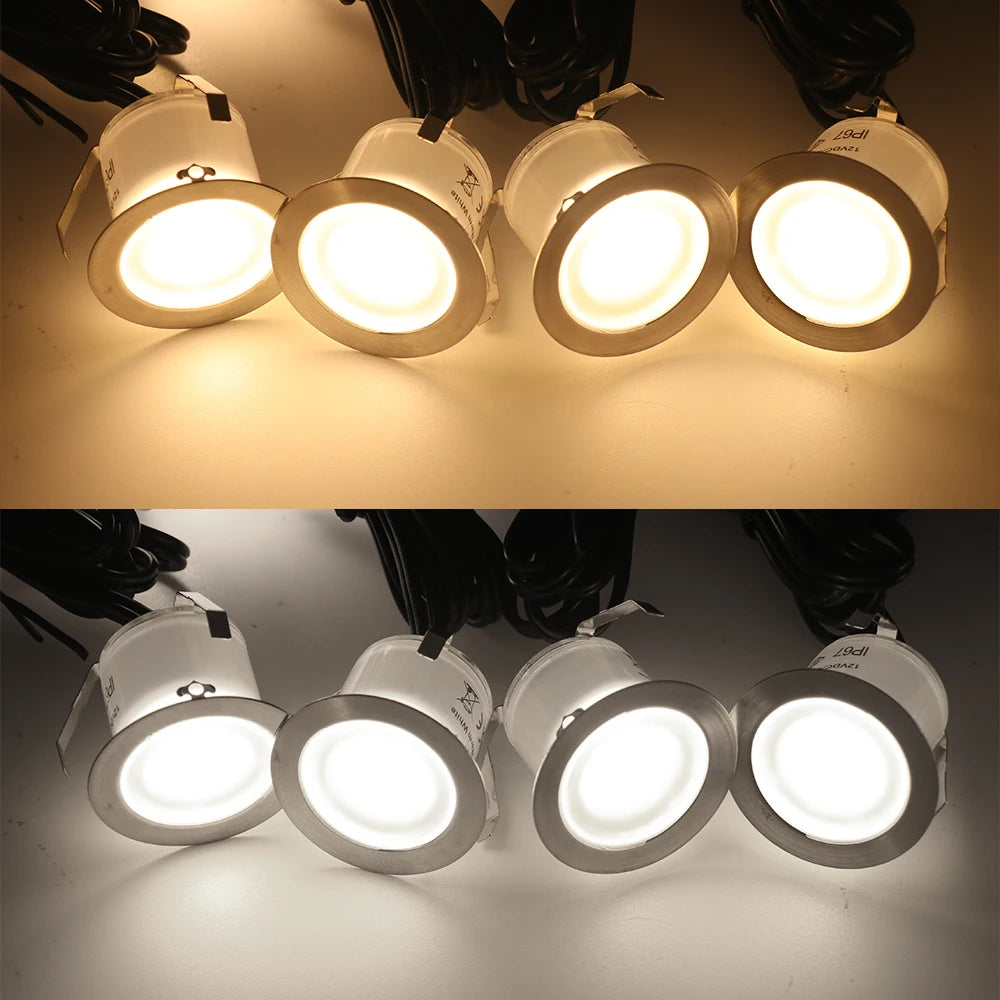 lampe led encastrable ip67 étanche blanc moderne jardin terrasse vis fixation câbles adaptateurs