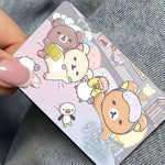 sticker adhésif carte bancaire dessin animé ours mignon rose bleu clair blanc