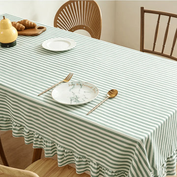 nappe table verte blanche rayures plissée volants imperméable polyester moderne printemps été automne hiverextérieur