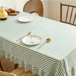 nappe table verte blanche rayures plissée volants imperméable polyester moderne printemps été automne hiverextérieur
