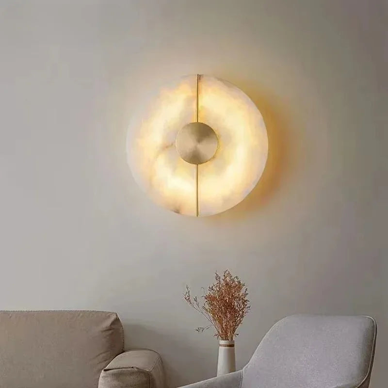 lampe murale moderne marbre blanc gris doré éclairage chambre salon étude entrée