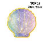 vaisselle jetable sirène violet bleu paillettes assiettes gobelets serviettes mariage anniversaire festives