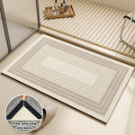 tapis sol antidérapant polyester géométrique moderne gris blanc intérieur extérieur cuisine salle bain
