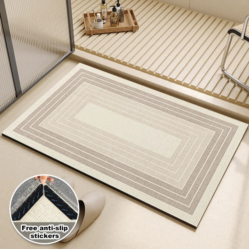 tapis sol antidérapant polyester géométrique moderne gris blanc intérieur extérieur cuisine salle bain