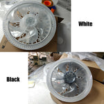 ventilateur led moderne télécommande blanc noir transparent cristal airflow lumiere vitesses