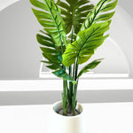 plantes artificielles vertes feuilles grandes moderne pot support métallique exposition extérieure