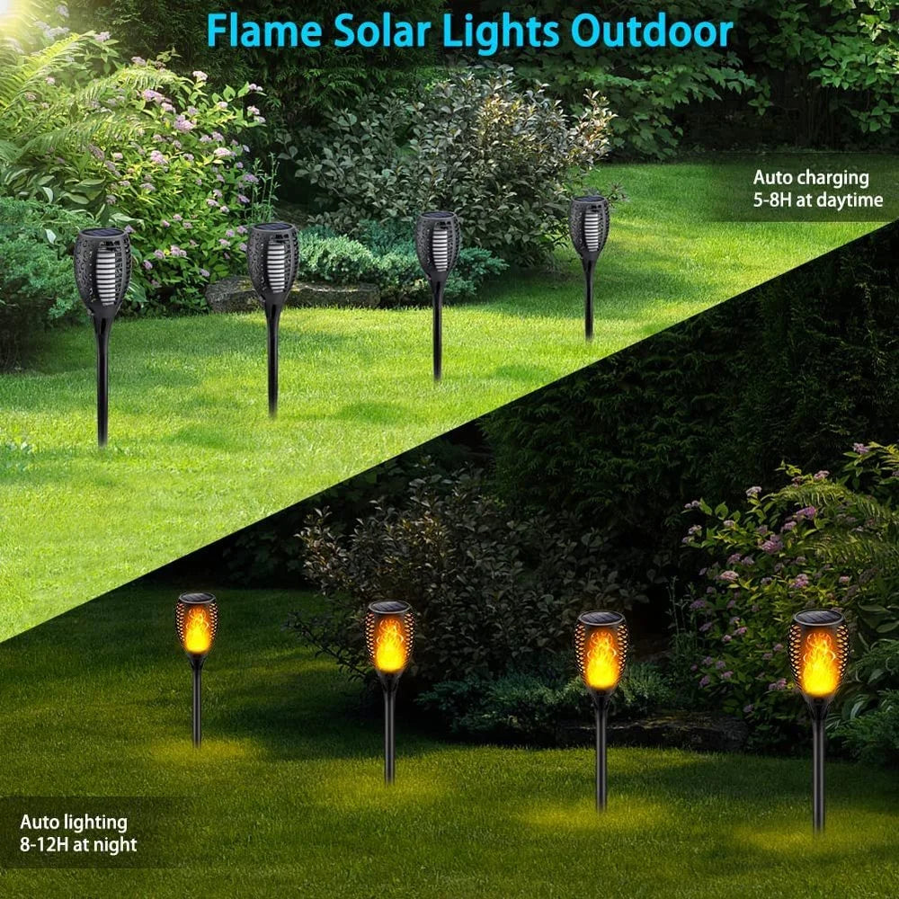 lumière solaire led flamme noire extérieure moderne jardin patio piscine