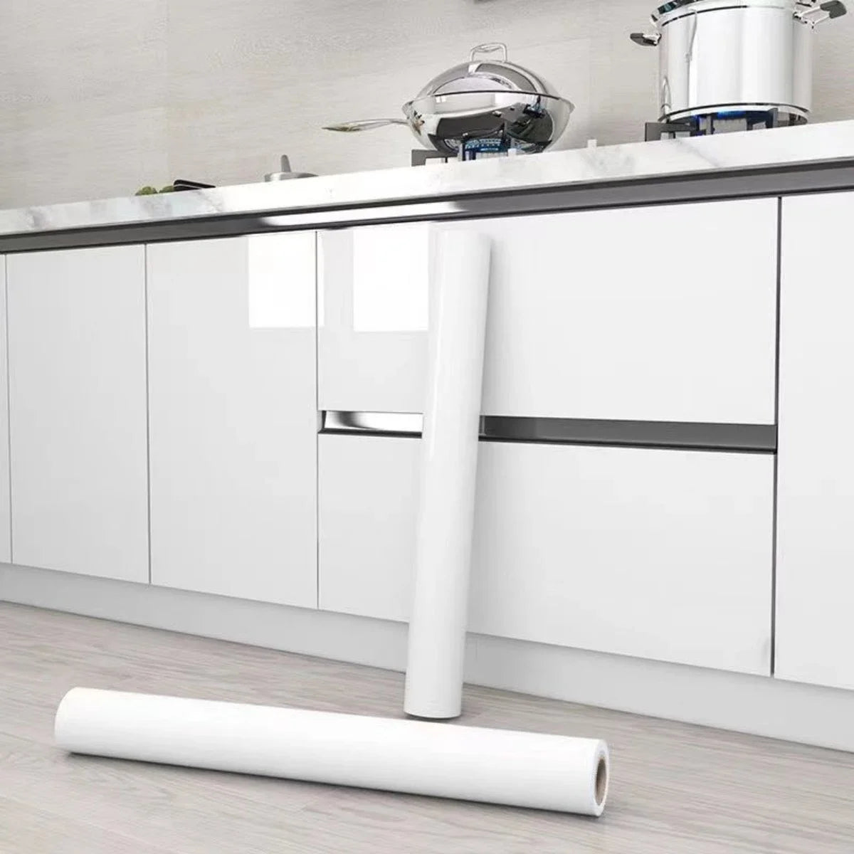 papier peint adhésif vinyle marbre blanc autocollant mural meuble cuisine salle bain imperméable